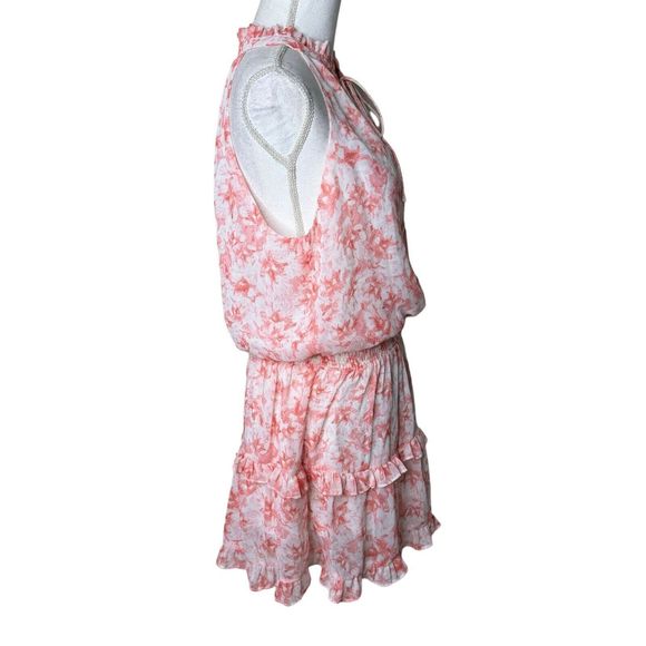 Mustard Seed Smocked Blouson Mini Dress Sleeveless Pink Ruffles Tiered Medium a6 - Picture 4 of 7